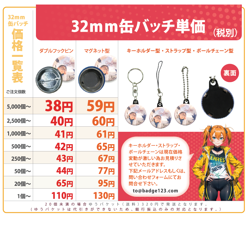 缶バッチ価格表32mm